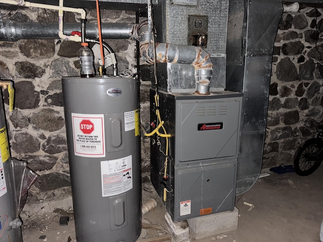 utilities with water heater and heating unit