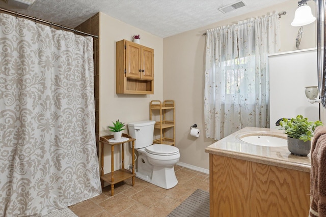 12948 Peck Ave, Sawyer, MI 49125 - full bath with toilet, baseboards, vanity, a textured ceiling, and a shower with shower curtain
