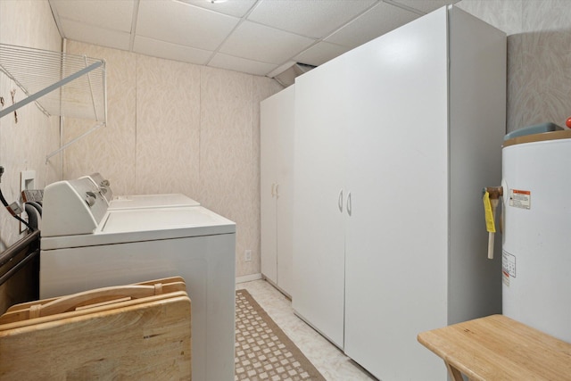 12948 Peck Ave, Sawyer, MI 49125 - clothes washing area featuring washer and clothes dryer and electric water heater
