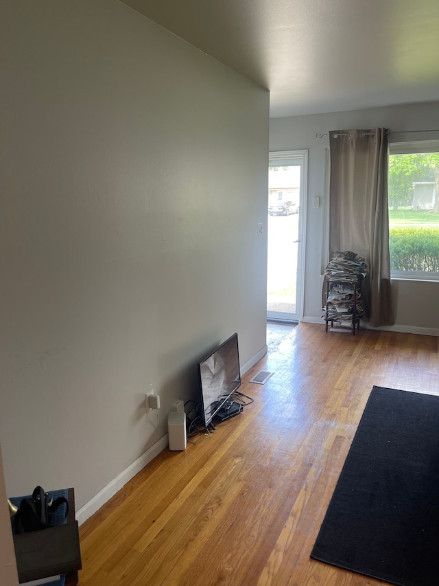 20225 Ledgestone St, Southfield, MI 48076 - living area featuring wood finished floors, plenty of natural light, and baseboards