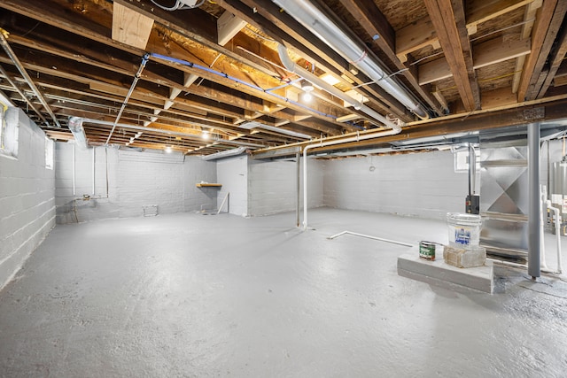 view of unfinished basement