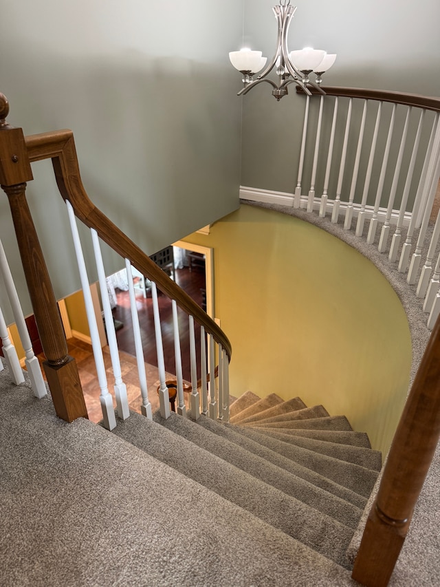 41315 Carriage Hill Dr, Novi, MI 48375 - stairs with carpet flooring and a chandelier