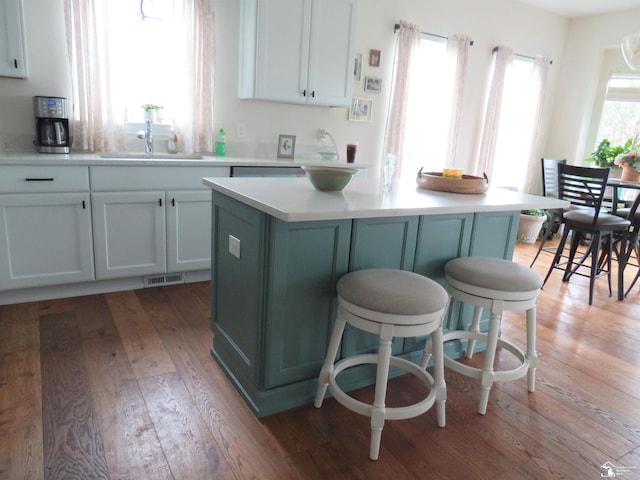 465 Corinth Cir, Dundee, MI 48131 - kitchen featuring a sink, a breakfast bar area, light wood-style flooring, and a kitchen island