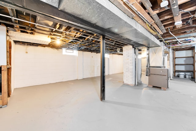 below grade area with heating unit