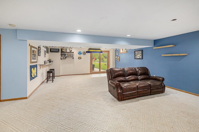 2269 W Liberty Rd, Clarklake, MI 49234 - carpeted living area with baseboards and recessed lighting