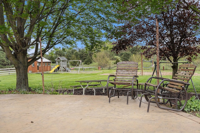2269 W Liberty Rd, Clarklake, MI 49234 - view of patio / terrace with a playground