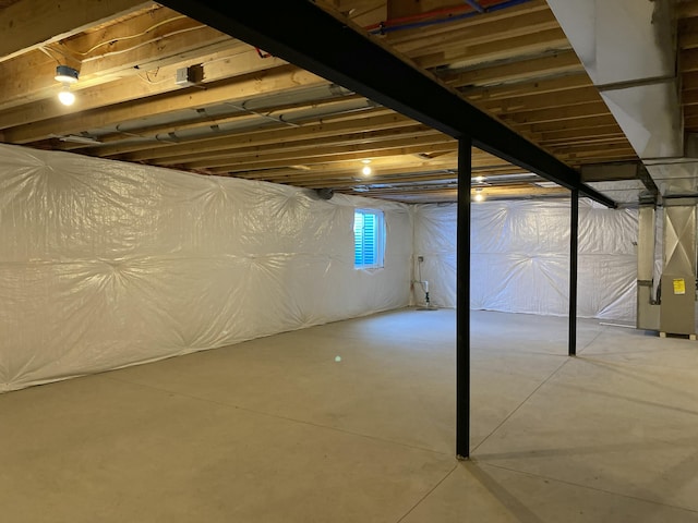 below grade area with heating unit