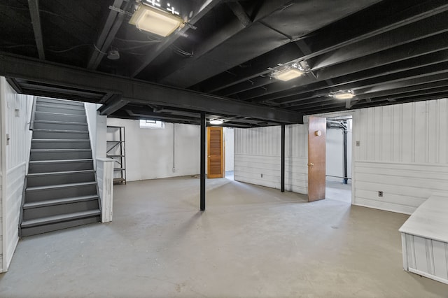 finished basement with stairway