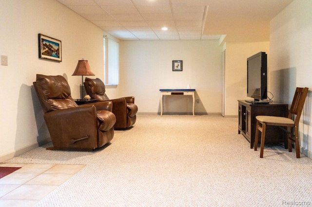 3163 W Ridge Ct, Commerce Twp, MI 48390 - carpeted living area with a drop ceiling and recessed lighting