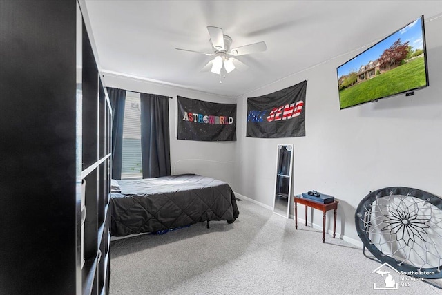 25345 Hunter Ln, Flat Rock, MI 48134 - carpeted bedroom featuring baseboards and ceiling fan