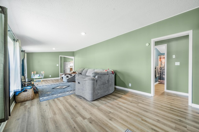 3311 5 Mile Rd, Sears, MI 49679 - living room featuring wood finished floors, baseboards, and a textured ceiling