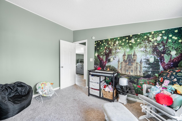3311 5 Mile Rd, Sears, MI 49679 - living room with carpet floors, a textured ceiling, and baseboards