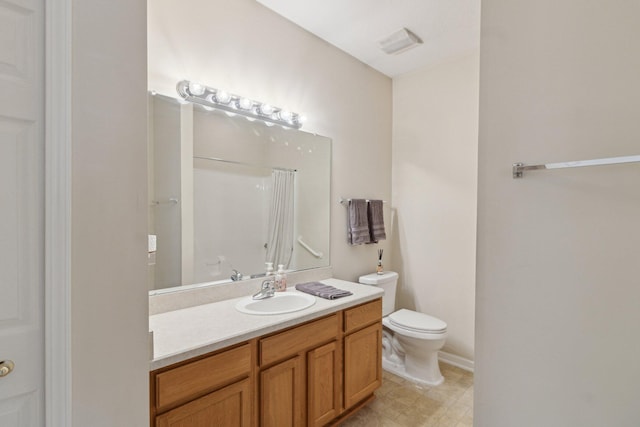 36160 Abbey Dr, Westland, MI 48185 - bathroom with toilet, vanity, and curtained shower