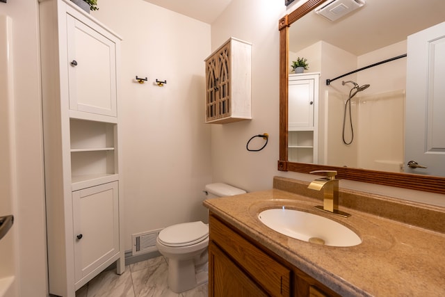 3484 Lakeshore Dr, Monroe, MI 48162 - full bath featuring marble finish floors, vanity, toilet, and a shower