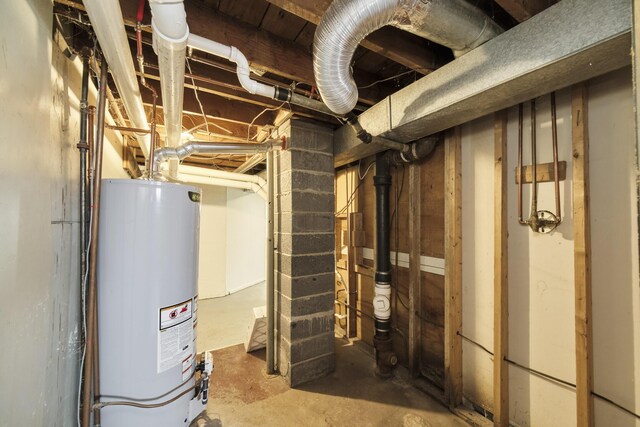 923 Maple St, Ludington, MI 49431 - unfinished below grade area featuring gas water heater