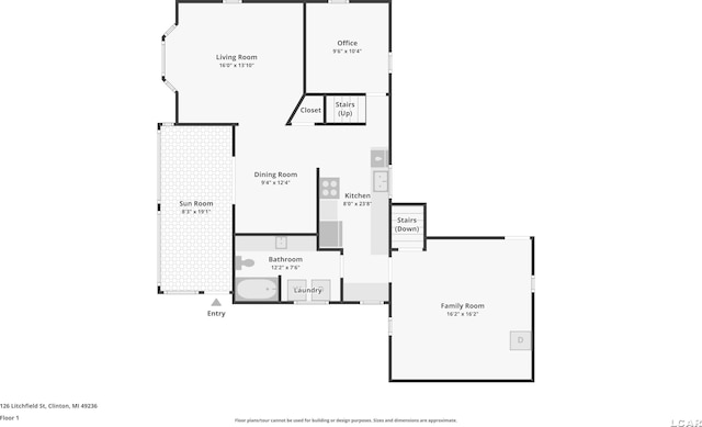 126 Litchfield St, Clinton, MI 49236 - floor plan / room layout