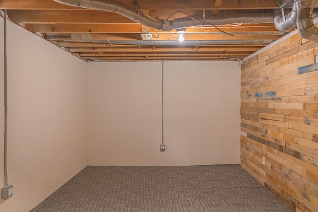 726 Hamilton, Rochester Hills, MI 48307 - unfinished basement with wood walls and carpet flooring