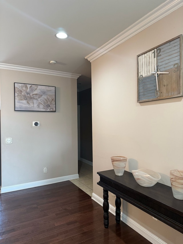 11702 Weingartz E, Utica, MI 48315 - corridor with crown molding, wood finished floors, baseboards, and recessed lighting