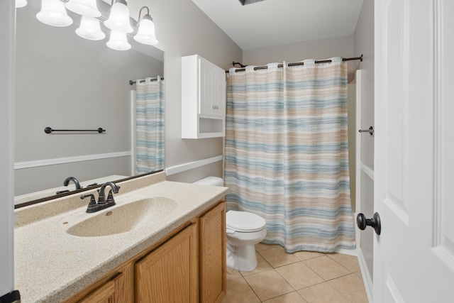 4127 Stone Post Rd, Newport, MI 48166 - full bathroom with tile patterned floors, toilet, vanity, and a shower with curtain