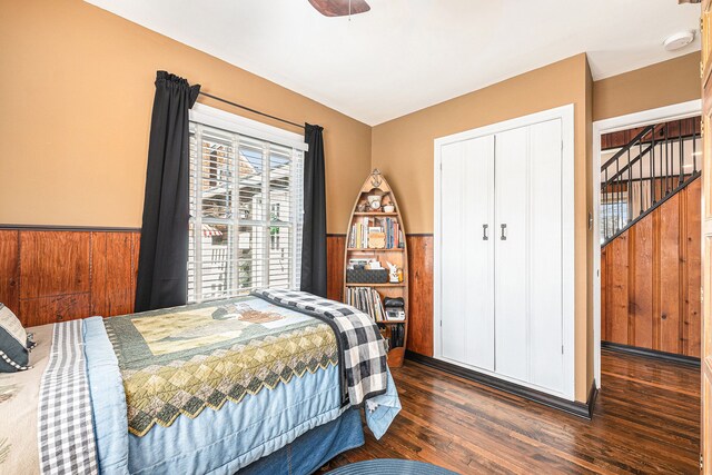 1107 E Lincoln Ave, Royal Oak, MI 48067 - bedroom with wood finished floors and a wainscoted wall