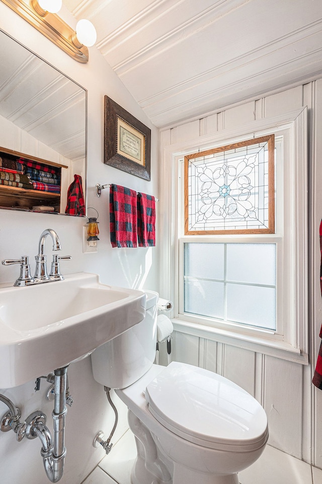 1107 E Lincoln Ave, Royal Oak, MI 48067 - half bath featuring vaulted ceiling and toilet