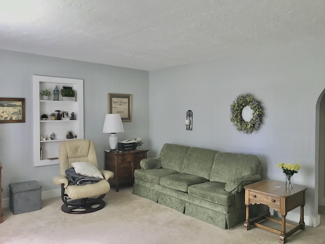 399 E Vermont Ave, White Pigeon, MI 49099 - living area with carpet and a textured ceiling