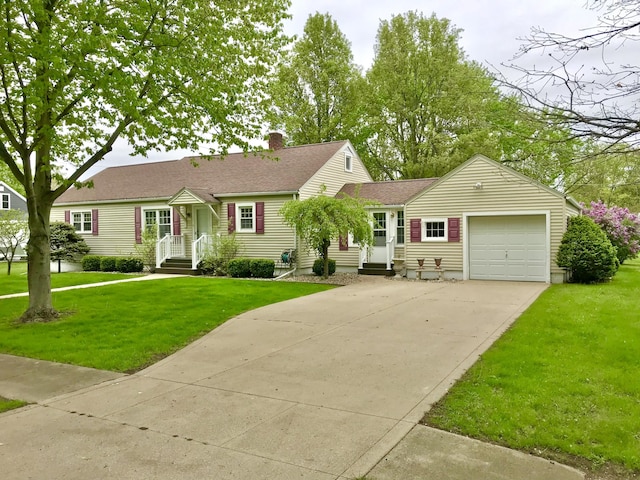 399 E Vermont Ave, White Pigeon, MI 49099 - single story home featuring an attached garage, a chimney, a front lawn, and driveway