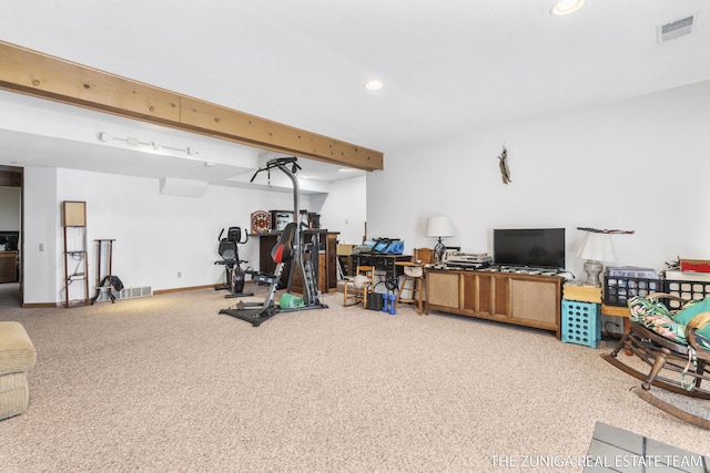 1087 Shore Walk Ln, Whitehall, MI 49461 - workout area with recessed lighting, carpet floors, and baseboards