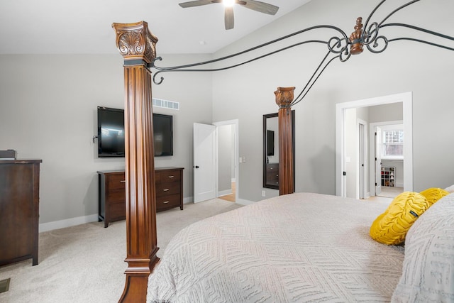 5414 Bradley Ct, Kalamazoo, MI 49009 - bedroom featuring carpet, a towering ceiling, a ceiling fan, and baseboards