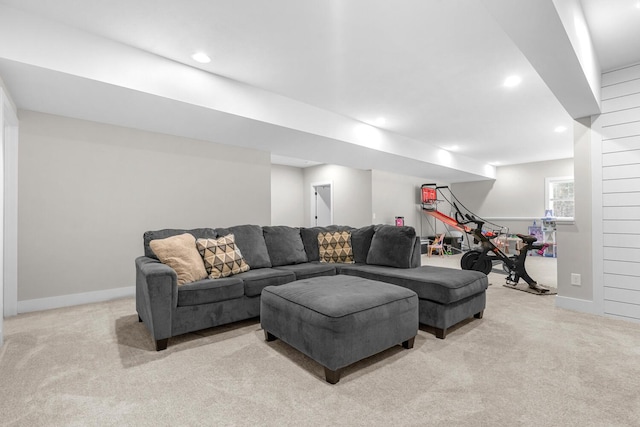 5414 Bradley Ct, Kalamazoo, MI 49009 - living area with light carpet, recessed lighting, and baseboards