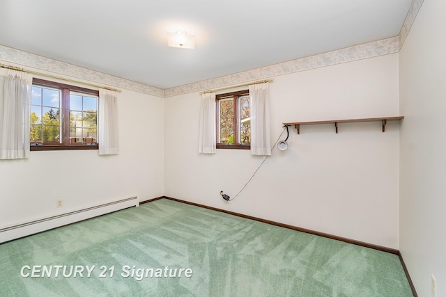 2936 Reppuhn Dr, Saginaw, MI 48603 - carpeted empty room with plenty of natural light, a baseboard radiator, and baseboards