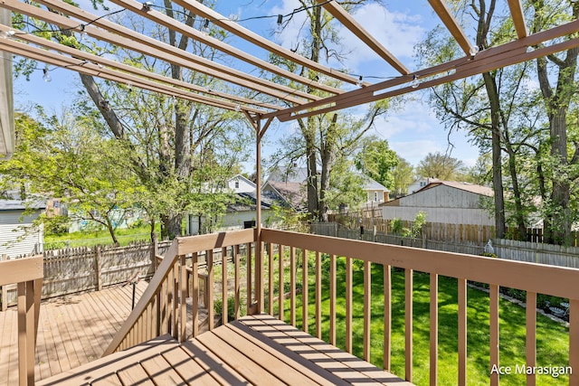 wooden terrace featuring a pergola