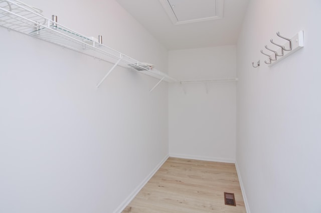 spacious closet with light wood finished floors