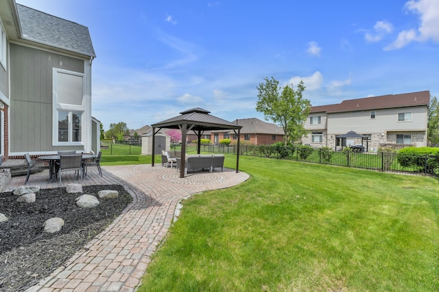 20261 Ramblewood Dr, Macomb, MI 48044 - view of yard with a gazebo, a patio, and a residential view