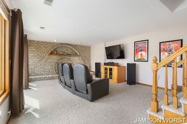cinema featuring carpet floors and baseboards