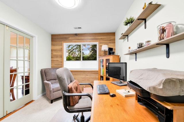 24459 Surfside Rd, Novi, MI 48374 - home office featuring wooden walls and carpet