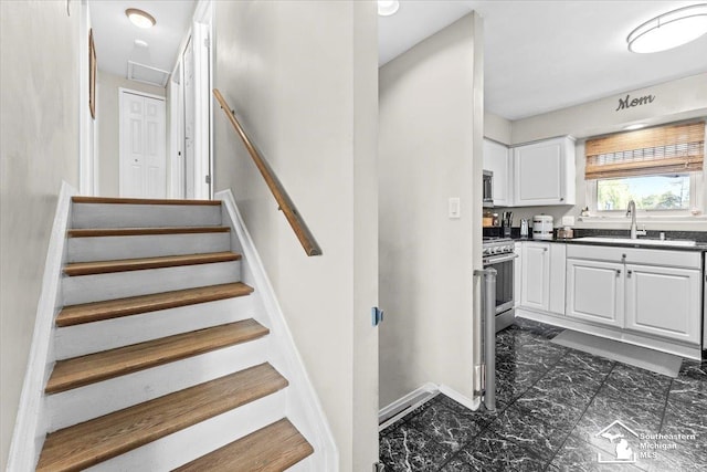 stairs with baseboards