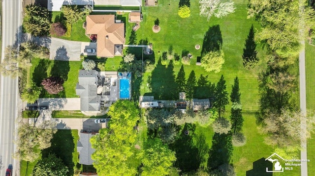 aerial view of a pool