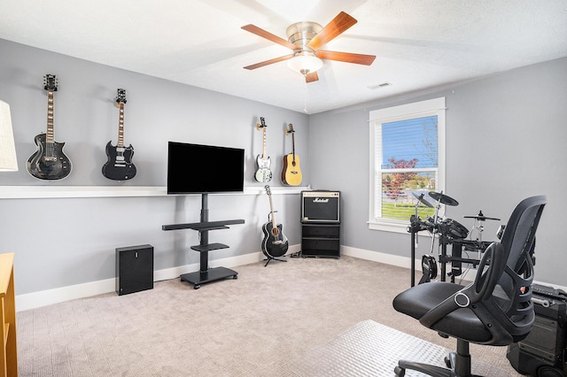 3080 Silver Fir Ct, Holland, MI 49424 - workout room with ceiling fan, carpet floors, and baseboards
