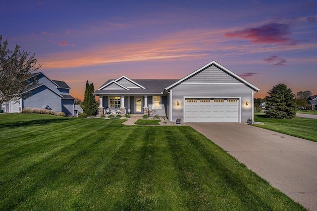 3080 Silver Fir Ct, Holland, MI 49424 - single story home with a garage, a porch, a front yard, and concrete driveway