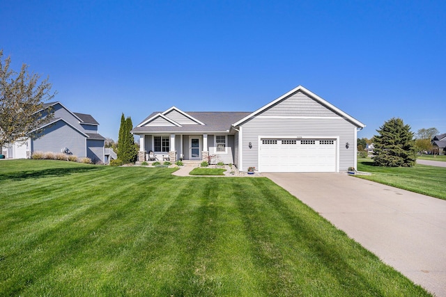 3080 Silver Fir Ct, Holland, MI 49424 - single story home with a garage, a front yard, a porch, and driveway