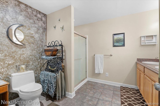 9220 Crofoot Rd, Fowlerville, MI 48836 - bathroom with vanity, baseboards, and a stall shower