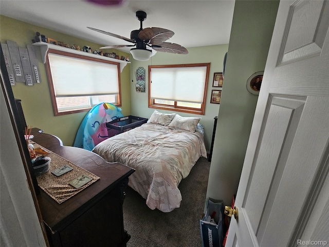 8889 Anchor Bay Dr, Clay, MI 48001 - bedroom with carpet and ceiling fan