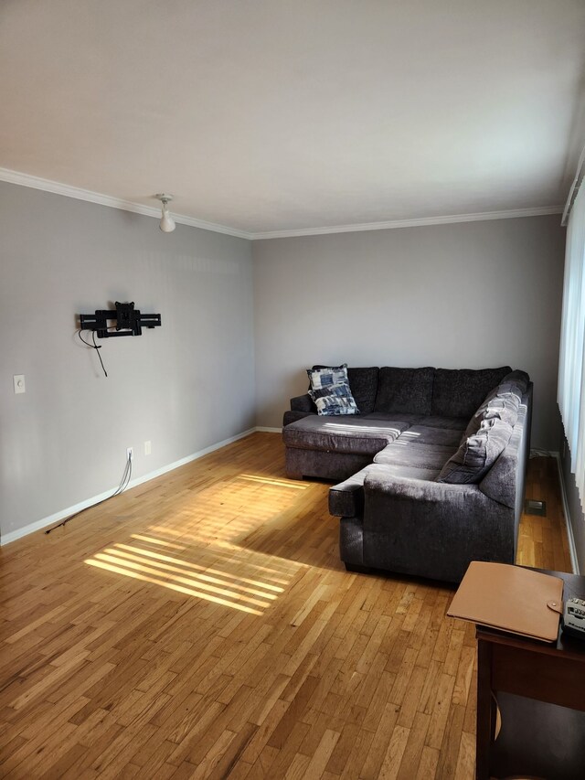 501 Virginia Ave, East Lansing, MI 48823 - living room with wood-type flooring, crown molding, and baseboards