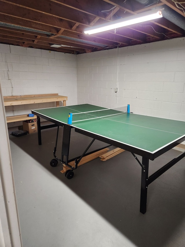 501 Virginia Ave, East Lansing, MI 48823 - game room with concrete floors and concrete block wall