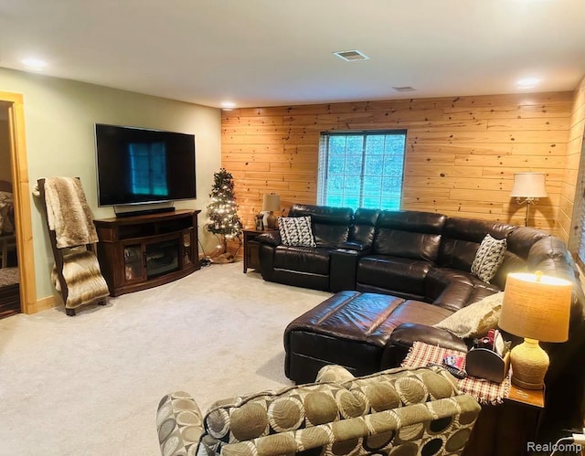3217 Autumn View Ln, Metamora, MI 48455 - living area featuring wooden walls and carpet floors