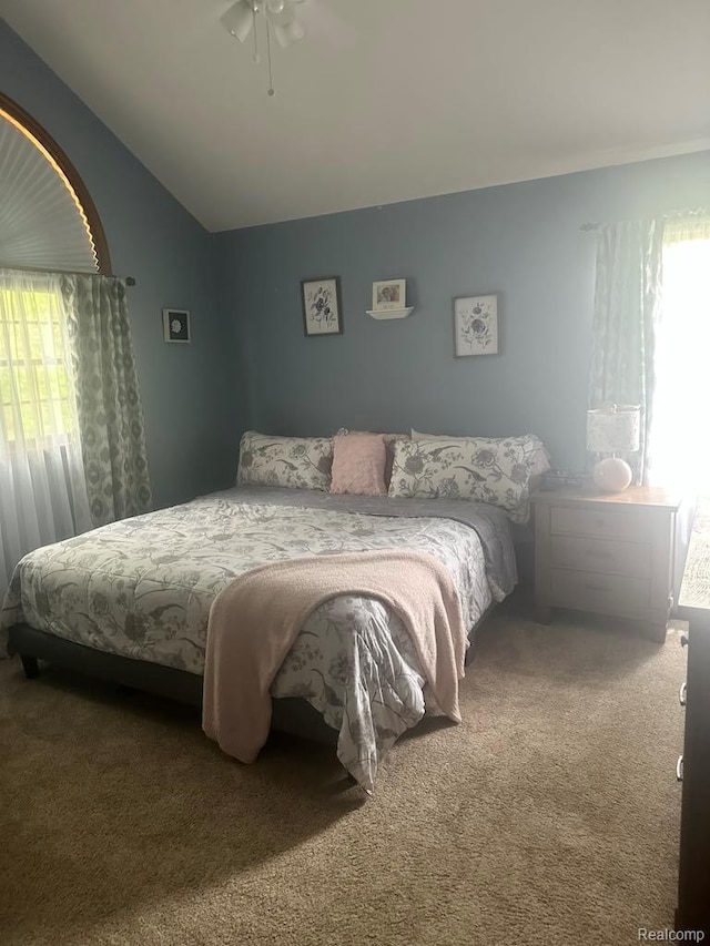 3217 Autumn View Ln, Metamora, MI 48455 - bedroom featuring vaulted ceiling and carpet flooring