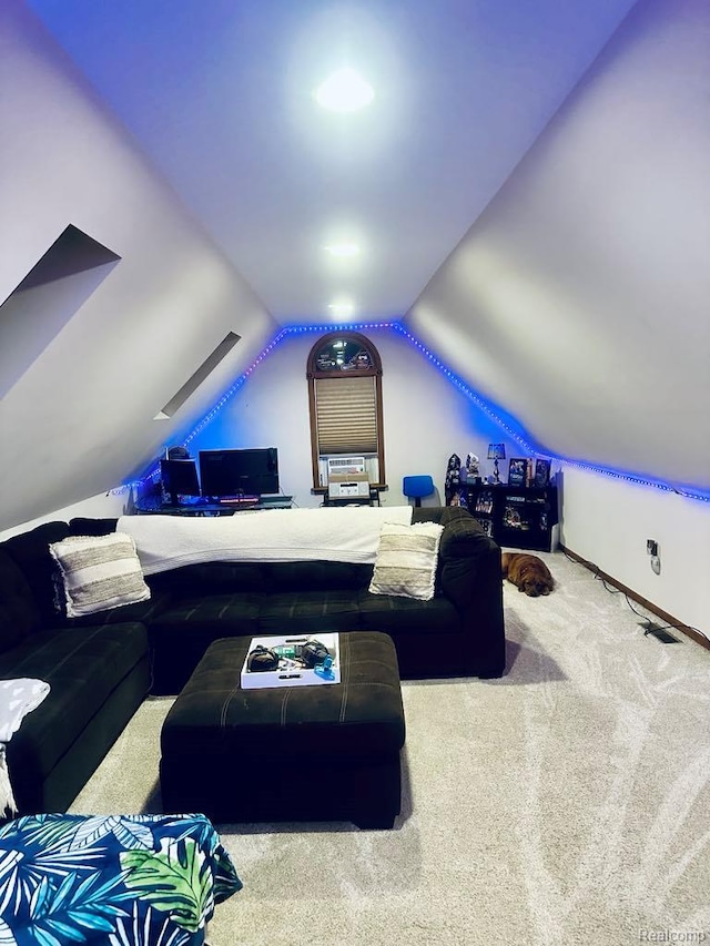 3217 Autumn View Ln, Metamora, MI 48455 - carpeted cinema featuring lofted ceiling and baseboards