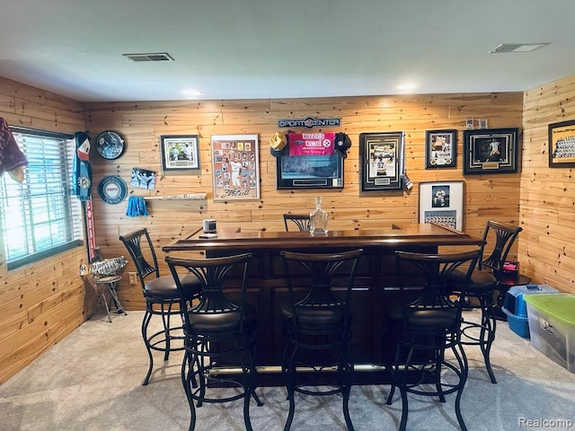 3217 Autumn View Ln, Metamora, MI 48455 - indoor wet bar featuring wood walls and carpet