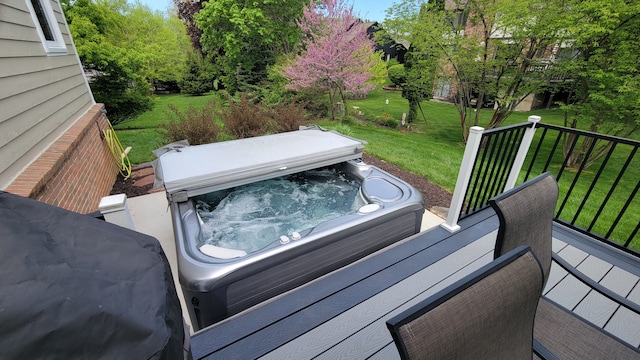 6192 N Shore Dr, West Bloomfield, MI 48324 - deck with a hot tub and a lawn